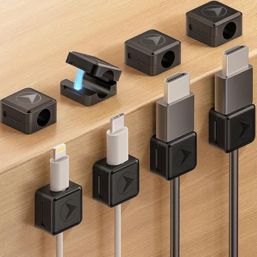Miniatura 13 de Clips magnéticos para cables [bloqueo 1s], organizador de cables adhesivos para mesita de noche, paquete de 6 clips de gestión de cables
