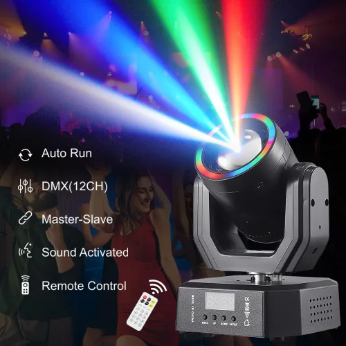 Miniatura 4 de Mini luz de cabeza móvil, 30 W, luces LED compactas para escenario, haz de cabeza móvil con efectos de halo, control remoto/DMX512/control de sonido
