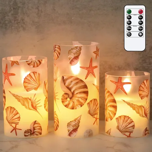 Miniatura 13 de Velas recargables de vidrio de hortensias sin llama con temporizador remoto, funciona con pilas, velas LED parpadeantes de cera real, decoración