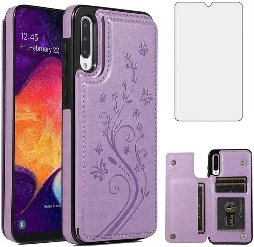 Miniatura 9 de Funda de teléfono para Samsung Galaxy A50 con protector de pantalla de vidrio templado y tarjetero con soporte para tarjetero, soporte para celda