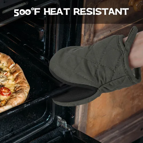 Miniatura 5 de Juego de 5 manoplas de cocina, juego de 5 manoplas de horno, juego de almohadillas y toallas, mini guantes de cocina de silicona resistentes al Gris