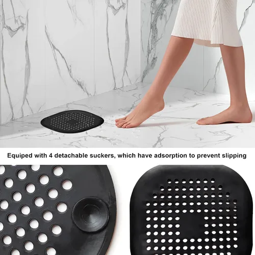 Miniatura 5 de 4 Piezas de Captador de Pelo para Desagüe de Ducha, Tapón para Bañera, Protectores de Desagüe para el Hogar, Cubierta de Desagüe con Ventosa, Trampa