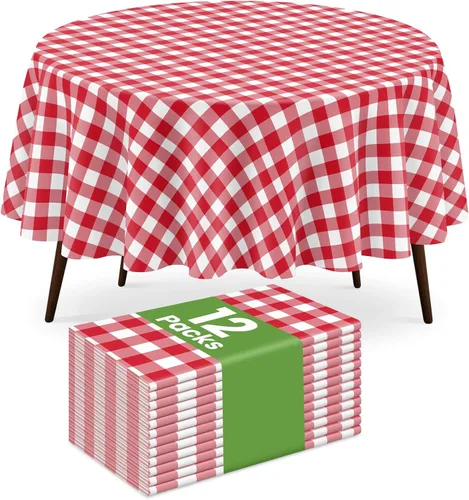 Miniatura 26 de Paquete de 2 manteles redondos desechables color azul oscuro, manteles de plástico para fiestas, 84 x 84 pulgadas, impermeable, para campamento
