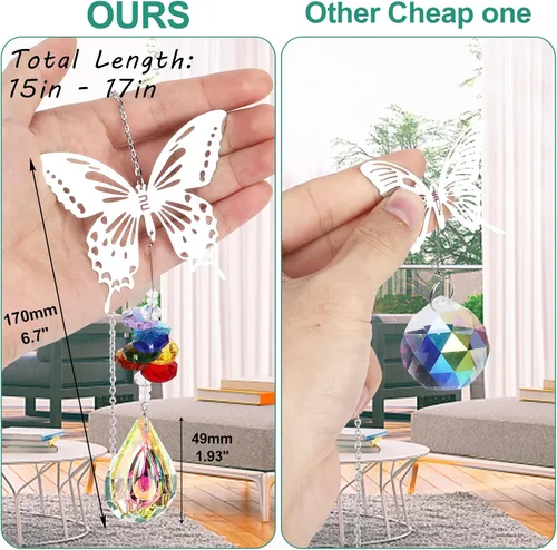 Miniatura 6 de Atrapasoles de cristal con prismas para ventana colgante, decoración de arco iris para interiores, búho, colibrí, mariposa, prisma, regalo, paquete