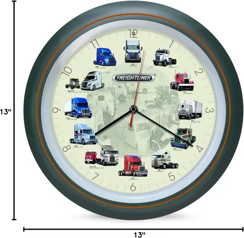 Miniatura 5 de Mark Feldstein & Associates Freightliner Trucks Gunmetal Silver - Reloj de pared colgante con sonido de 13 pulgadas