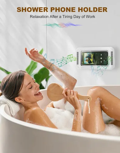 Miniatura 3 de Soporte para teléfono de ducha mejorado resistente al agua con orificio para altavoz, pantalla táctil, soporte para teléfono de ducha, estuche