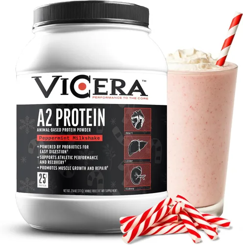 Miniatura 7 de VICERA Proteína en polvo A2, crema de vainilla, 0.88 oz de proteína por porción, mezcla de caseína de suero orgánico A2/A2 con probióticos y sal