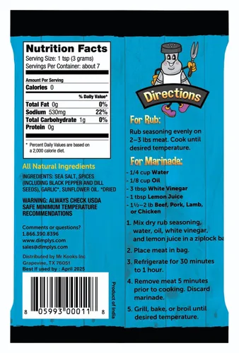 Miniatura 2 de Dimply's Mezcla de condimentos para bistec, adobo y frotado en seco, perfecta para carne, pollo, carne, verduras, tofu, sin gluten, sin conservantes