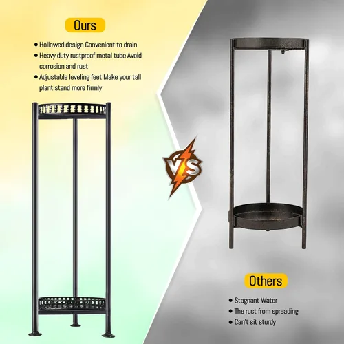 Miniatura 4 de LUBORN Soporte para plantas para interiores y exteriores, soportes para plantas de 30 pulgadas de alto, soporte de metal de 2 niveles, soporte