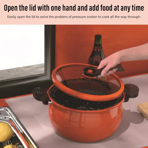 Miniatura 2 de Micro olla a presión utensilios de cocina de cocción rápida, 12.2 x 11.0 * 6.7 in utensilios de cocina antiadherentes para microondas, olla Naranja