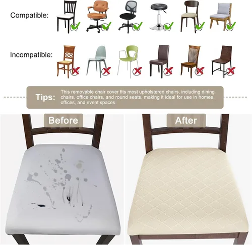 Miniatura 5 de SearchI Juego de 6 fundas de asiento para sillas de comedor, fundas de asiento elásticas de jacquard para sillas, extraíbles y lavables, fundas