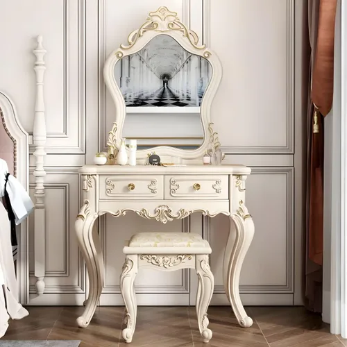 Miniatura 9 de Moderno juego de tocador de maquillaje, escritorio de maquillaje para dormitorio, tocador de madera para dormitorio, tocador de maquillaje, espejo