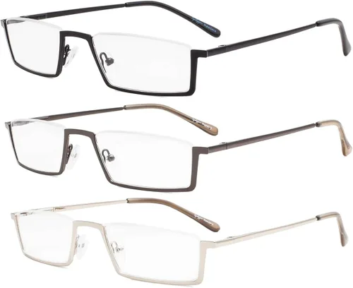 Miniatura 2 de Paquete de 3 lentes de lectura con marco de metal de media montura para mujeres y hombres