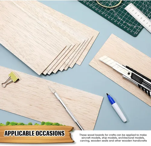 Miniatura 6 de Namalu 10 paquetes de hojas de madera de balsa de 12 x 4 x 0,12 pulgadas - 3 mm de espesor, tablas de madera sin acabar para manualidades, casa