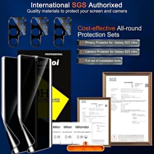 Miniatura 2 de Milomdoi [Paquete de 2+3] Protector de pantalla de privacidad para Samsung Galaxy S23 Ultra (no de vidrio), accesorios 2 unidades de pantalla