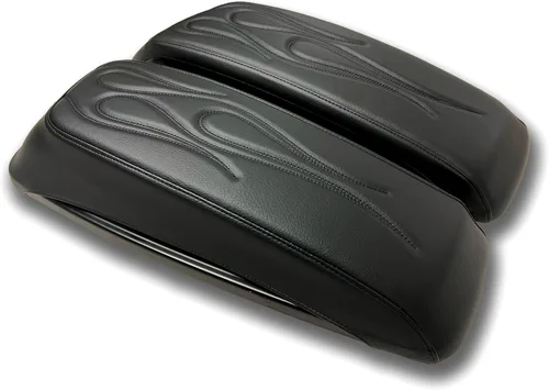 1993-2013 Premium Flame Saddlebag Tapas Tapas para Harley Davidson Negro