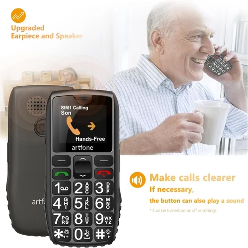 Miniatura 4 de artfone C1+4G Pro Black - Teléfono celular con botones grandes para personas mayores, teléfono básico con botón SOS, estación de carga, 1800 mAh