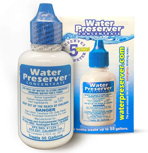 Concentrado preservador de agua de 55 galones (5 años) Gotas de tratamiento de agua - Tratamiento de agua para agua potable - Mayday Emergencia Agua