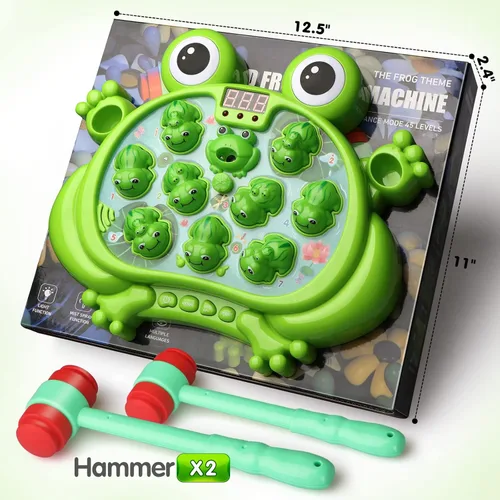 Miniatura 6 de HopeRock Juguetes para niños de 2, 3, 4, 5 años, juguetes para niños pequeños de 2 a 4 años, juego de golpear a la rana, con 5 modos, 45 niveles, 9