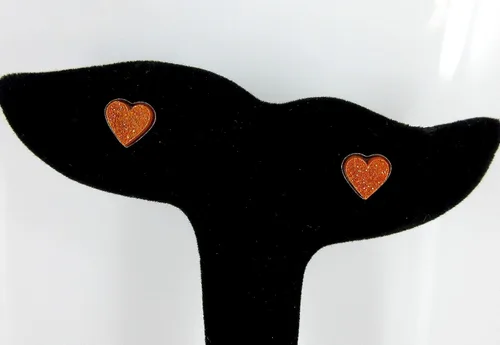 Miniatura 25 de Pendientes de botón de corazón acrílico con purpurina de acero inoxidable de 0.315 in