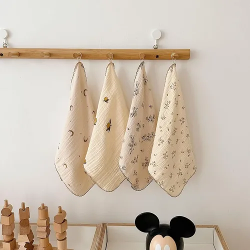 Miniatura 12 de BuLuTu - Paños de limpieza reutilizables 100% algodón muselina para cocina, 4 unidades, paños de cocina con estampado floral dulce, paños de esponja