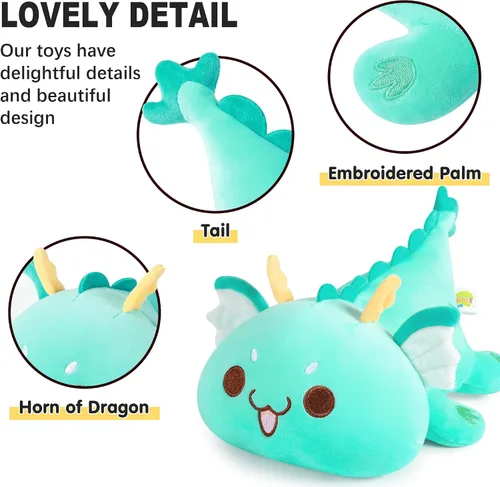 Miniatura 9 de Onsoyours Peluche de dragón gordito, adorable almohada de felpa suave para abrazar, lindo juguete de peluche Kawaii para niños