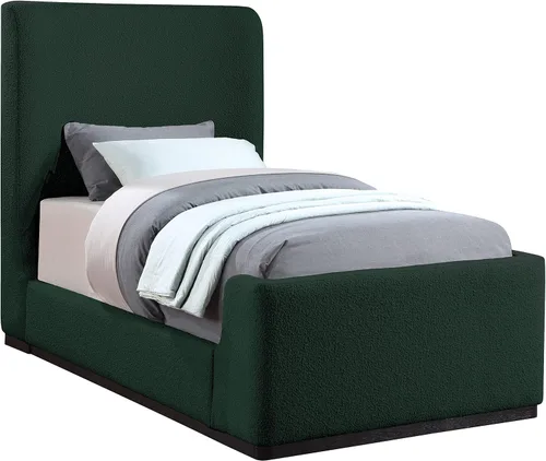 Miniatura 10 de Meridian Furniture OliverCream-T Colección Oliver Modern Cama individual tapizada de tela boucle contemporánea con acabado de cepillo de alambre