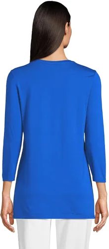Miniatura 2 de Lands' End Túnica de algodón Supima con cuello redondo y manga 34 para mujer