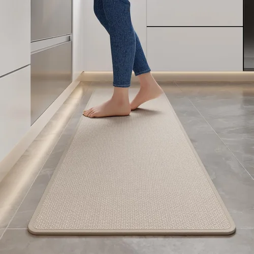 Miniatura 13 de YDKGL Tapetes de cocina para piso, alfombras de cocina súper absorbentes, antideslizantes, lavables, de lino sintético suave trenzado, alfombra