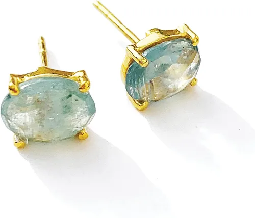 Miniatura 12 de Aretes de oro azul aguamarina, oro micro de 14 quilates sobre plata de ley 925, hermosa piedra preciosa auténtica, regalo de joyería para mujer, 2CT