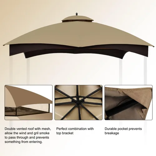 Miniatura 3 de COOSHADE Toldo Superior de Repuesto para Cenador para Lowe's Allen Roth #GF-12S004B-1(Beige1)