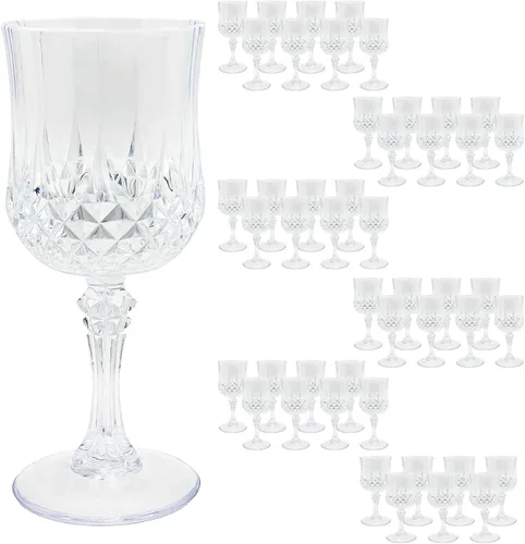 Miniatura 15 de 24 piezas de copas de vino de plástico negro, copas de vino de plástico reutilizables, copa negra tipo cáliz, vasos duraderos y resistentes que se