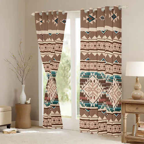 Miniatura 3 de Cortinas y cortinas occidentales de 76 x 45 pulgadas, cortinas aztecas, exóticas, nórdicas, bohemias, opacas, tribu india, geometría, étnica