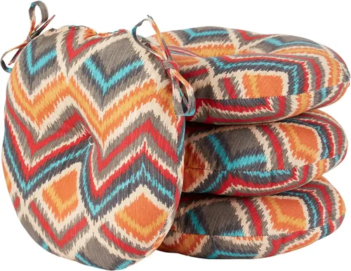 Miniatura 46 de Greendale Home Fashions Cojín redondo para asiento bistro de 15 pulgadas, 2 unidades (paquete de 1), Adobe Stripe