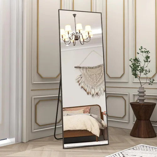 Miniatura 13 de BEAUTYPEAK - Espejo de longitud completa con soporte, de 56 pulgadas x 21 pulgadas, espejo de piso con marco fino de aleación de aluminio, espejos