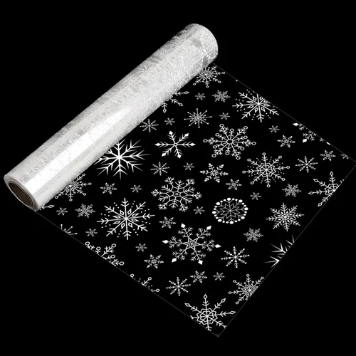 SULOLI Rollo de celofán navideño de 100 pies x 32 pulgadas, copos de nieve de Navidad para cestas de regalo de Navidad, flores, decoración de fiesta