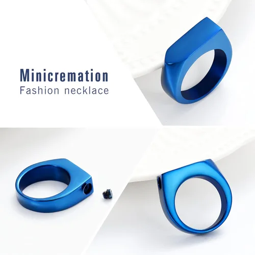 Miniatura 36 de Joyería de cremación para cenizas, geometría, estilo simple, anillo conmemorativo para cenizas, soporte para cenizas con kit de relleno, anillo