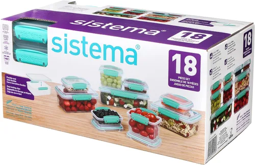 Miniatura 10 de Sistema KLIP IT Rectangular Collection Recipiente de almacenamiento de alimentos, 33.8 onzas/1.0 L, transparente/azul, 3