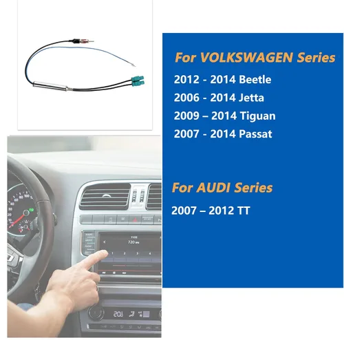 Miniatura 7 de Anina Adaptador de antena de radio doble doble Fakra para 2004-UP VW Volkswagen Audi Skoda Aftermarket GPS Navegación estéreo unidad principal