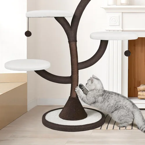 Miniatura 5 de Mavpet Árbol para gatos moderno de varios niveles, torre para gatos todo en uno con poste rascador, casas de árbol de flores para gatos
