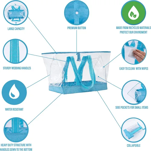 Miniatura 5 de VENO Clear Bag Transparent Vinyl PVC Tote, Stadium, Outdoor, Beach, Pool