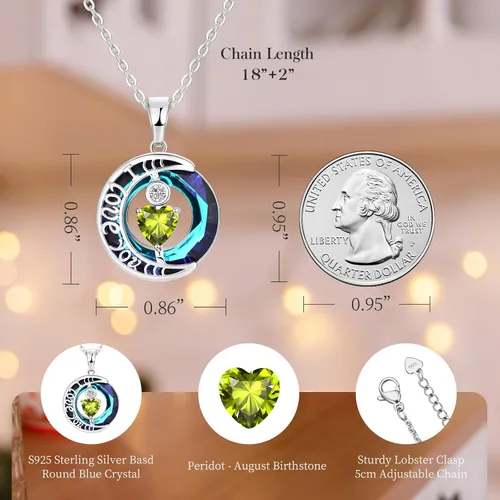 Miniatura 72 de Collares de cristal para mujer, regalos para aniversario de esposa, regalos de cumpleaños para mujeres, collar de zafiro azul con la frase "I Love