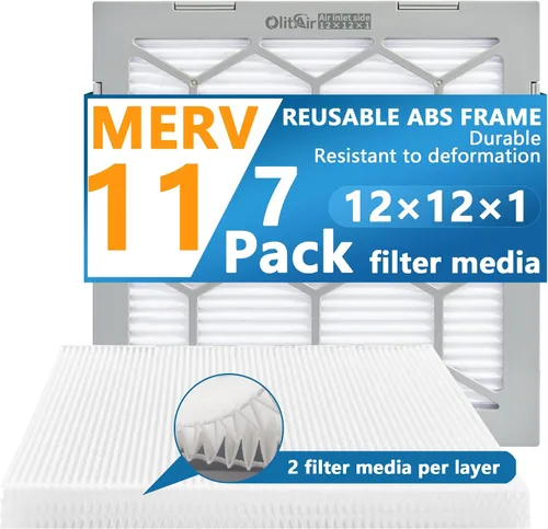 Miniatura 21 de Filtro de aire MERV 13 de 20 x 20 x 1, filtro de aire para horno de CA, marco de plástico ABS reutilizable, paquete de 7 medios de filtro