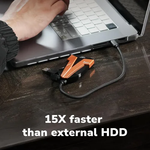Miniatura 5 de DATO SSD externo de 1 TB, ARES Amber Shield SSD portátil con LED, hasta 1600/1500 MB/s, compatible con OTG, IP67 impermeable USB 3.2 Gen 2x2 tipo C