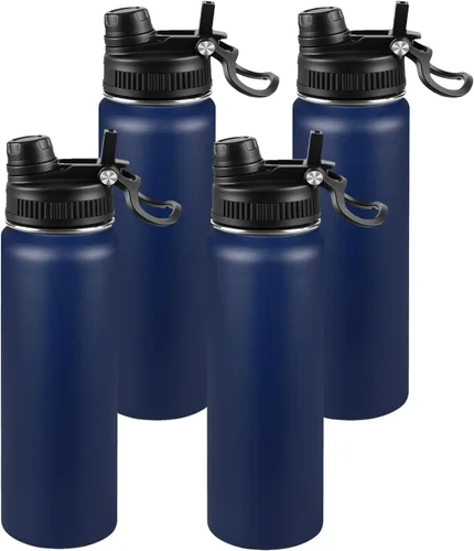 Miniatura 61 de Botella de agua aislada de 22 onzas, tapa 2 en 1 a prueba de fugas (sorbo/pajilla) + asa, botella de acero inoxidable para deportes, viajes, trabajo