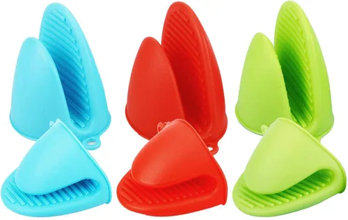Miniatura 9 de 2 pares de guantes de horno de silicona resistentes al calor, ideales para sujetar elementos de cocina (negro y gris)