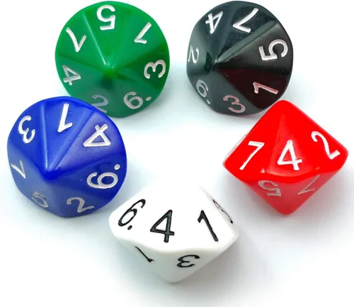 Miniatura 8 de Bescon - Dados poliédricos para juegos de 3 lados - D3, 3 lados, 5 colores opacos surtidos Juego de 5 piezas de colores surtidos D3