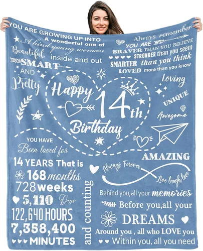 Kesidilo Regalos para niñas de 14 años, manta de cumpleaños de 50 x 60 pulgadas, las mejores ideas de regalo para niñas de 14 años para cumpleaños