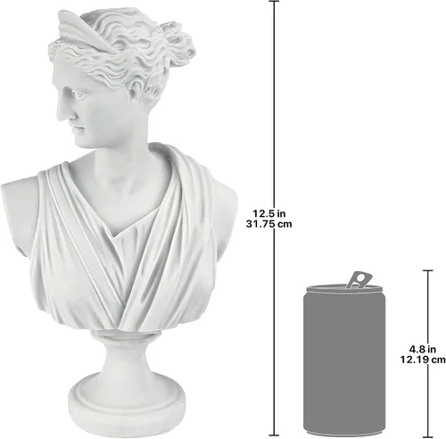 Miniatura 8 de Design Toscano PD72519 Busto escultórico de resina de mármol consolidado de Diana de Versalles, blanco