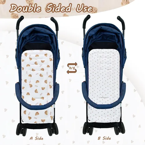 Miniatura 4 de Cojín para cochecito de bebé, inserto de asiento de automóvil infantil - reversible, universal, transpirable y suave, alfombrilla para cochecito